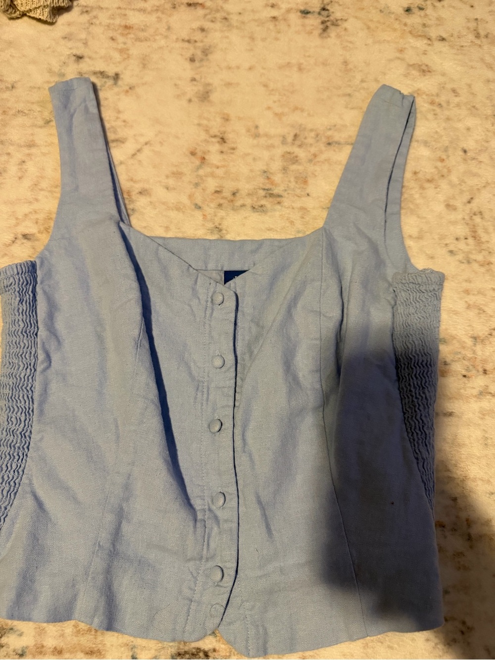 Old Navy Light Blue Sleeveless Button-Front Crop Top